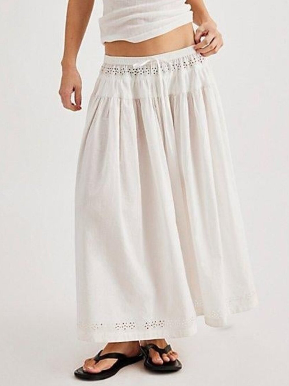Free People Gesibelle Cotton Maxi Skirt - White - Size Small